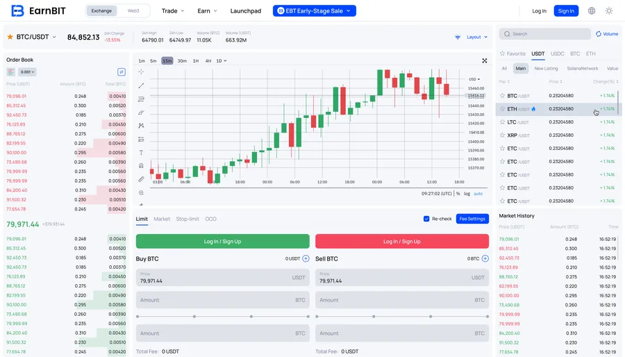 EarnBIT — Spot Trading