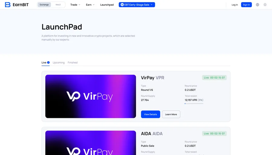 EarnBIT — Launchpad