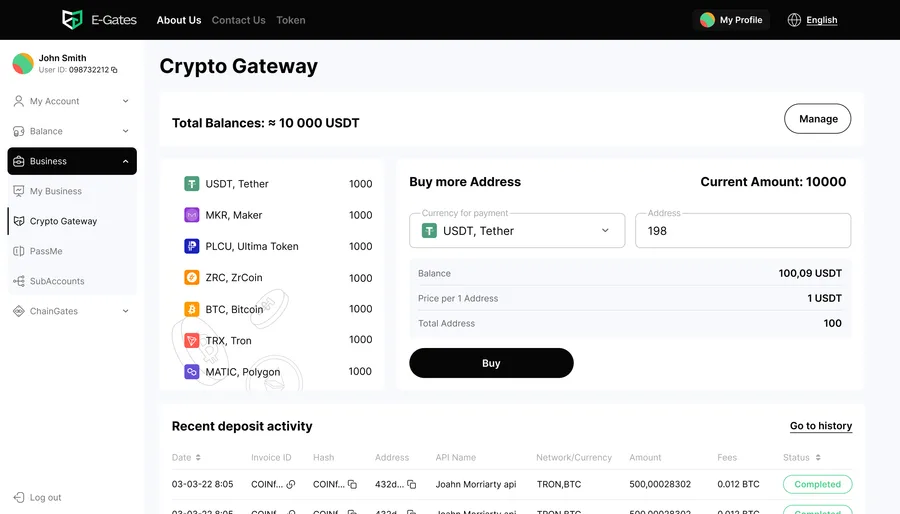 E-Gates — Crypto Gateway