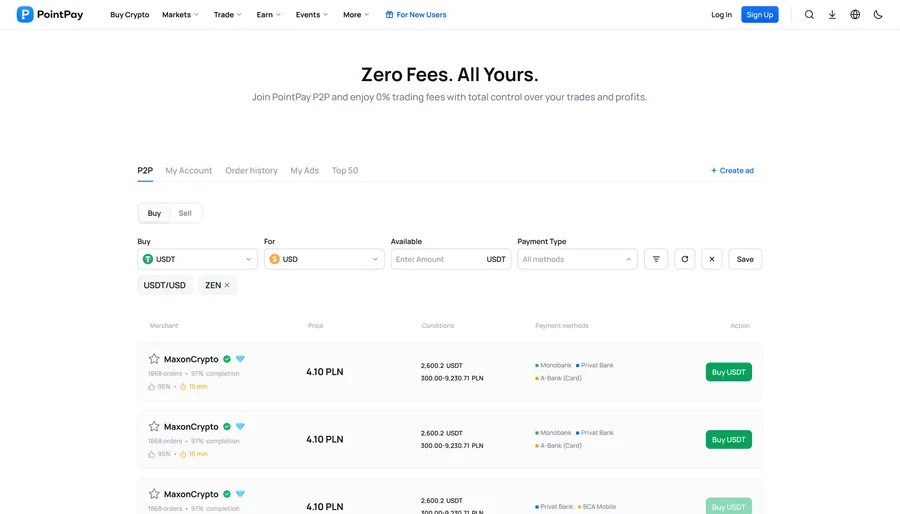 PointPay — P2P Trading