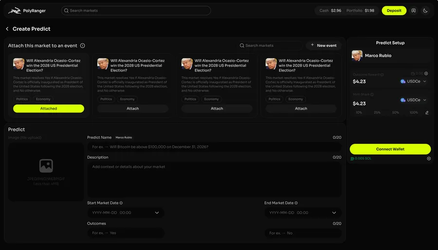 PolyRanger — Native Market Creation (Create Predict)