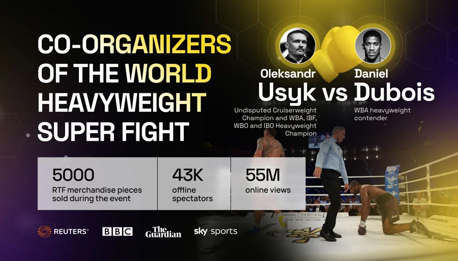 Ready to Fight – Usyk–Dubois: 43K in the arena, 55M online, 5,000 pieces of merchandise