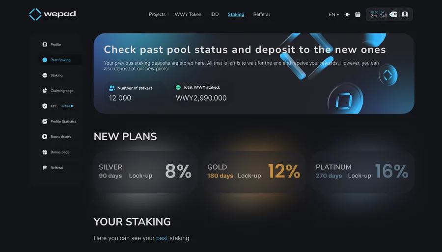 WePad — Allocation staking – Silver, Gold, Platinum